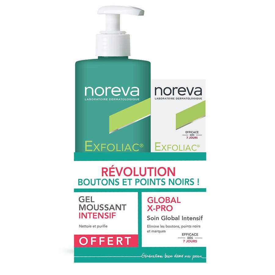 Noreva Exfoliac Intensive Foaming Gel and X-PRO Global Care Set