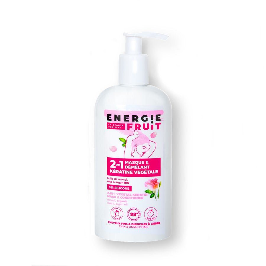 Energie Fruit 2 - in - 1 Organic Monoi, Rose & Argan Oil Masks for Dry, Hard - to - Smooth Hair 300ml (10.14 fl oz) - FrenchBeautyHub