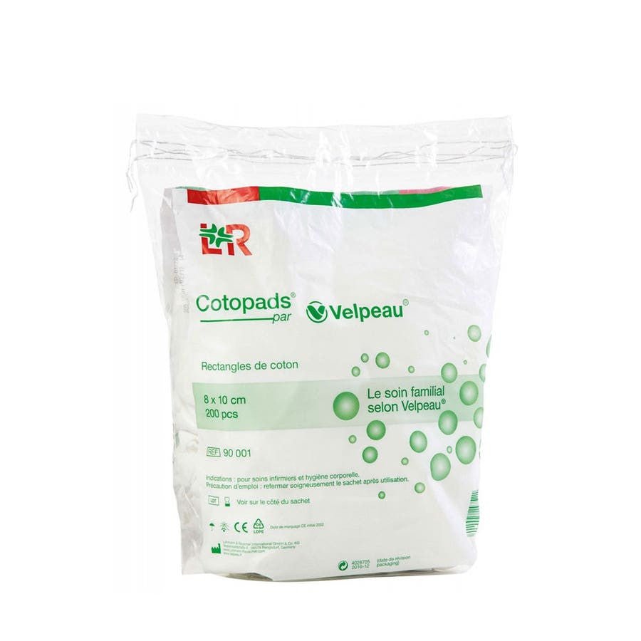 Lohmann Rauscher Cotopads 8x10 Cm 200 Cotton Pads par Velpeau 200 Pices - FrenchBeautyHub