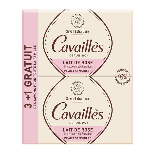 Roge Cavailles Extra Gentle Soap with Rose Milk 250g x4 (8.81 oz x4)