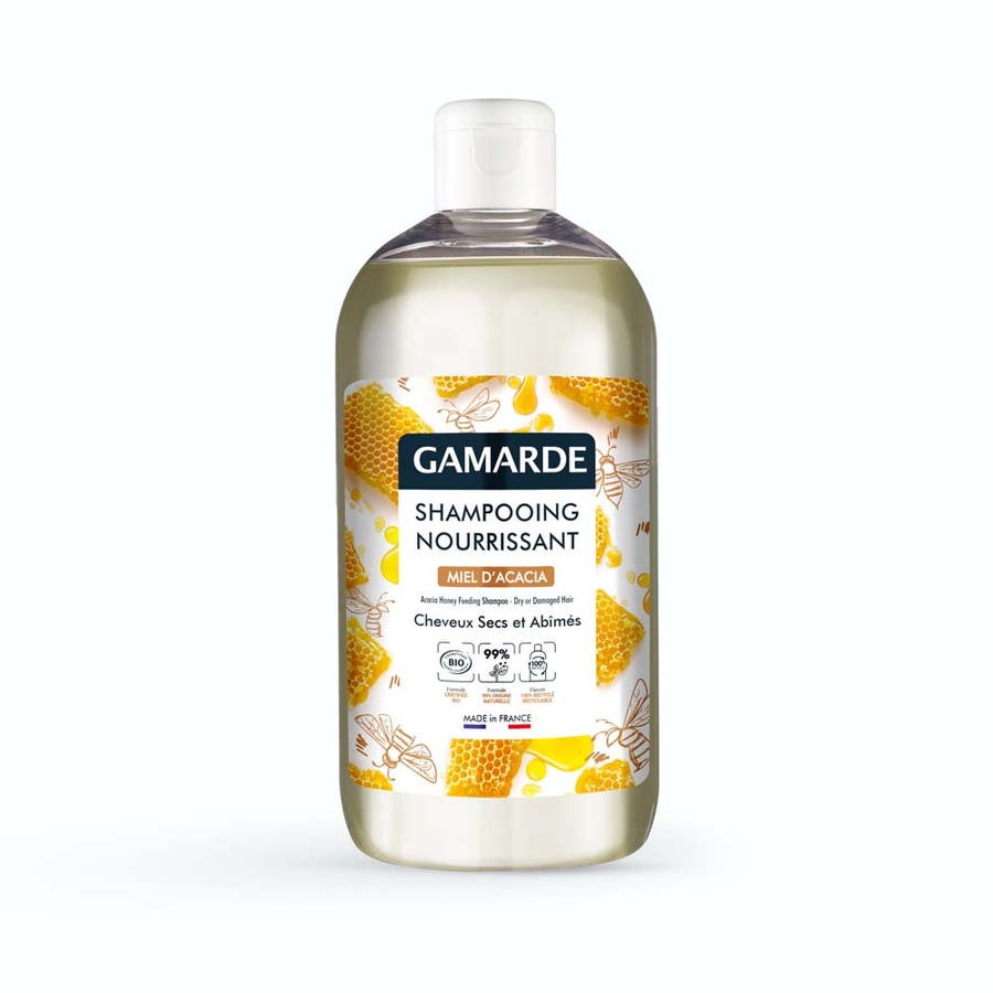 Gamarde Nourishing Shampoo Organic Acacia Honey Dry and Damaged Hair 500ml (16.91 fl oz)