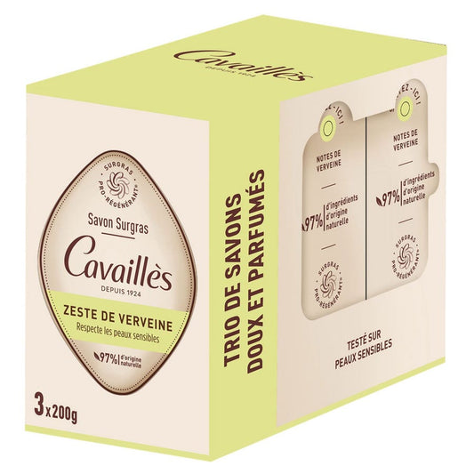 Cavaillès Surgras Pro-Regenerating Verbena Zest Soaps 3x200g (7.05oz)