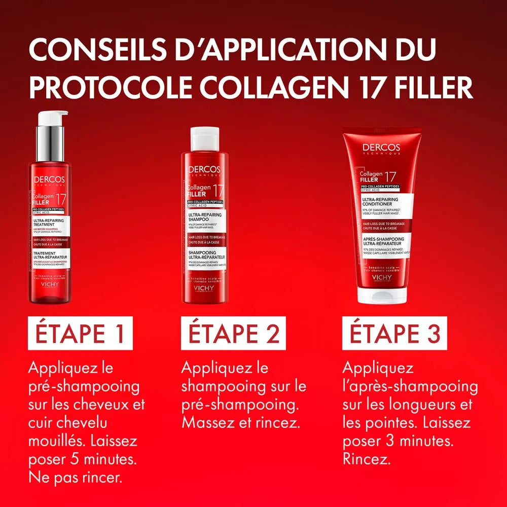 Vichy Dercos Collagen Filler 17 Intensive Repairing Fortifying Conditioner 200ml (6/76fl oz)