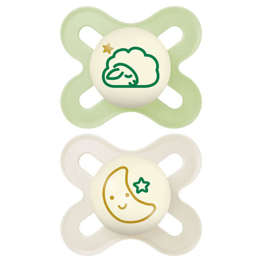 Mam Original Start Anatomical night silicone soothers suitable from birth 2 x