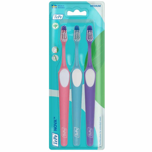 TePe Nova medium toothbrush 3 x