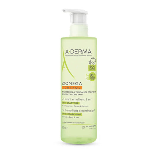 A-Derma Exomega Control Emollient Cleansing Gel for Dry, Atopic-Prone Skin - Body and Hair