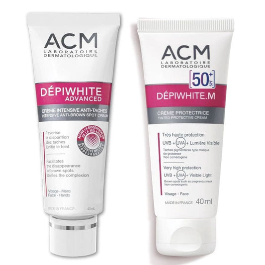 Acm Depiwhite M+Advanced Intensive Anti - Spot Cream & Protective Cream SPF50 40ml x2 (1.35fl oz x2) - FrenchBeautyHub