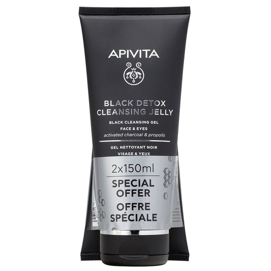Apivita Face and Eyes Black Cleansing Gel 150ml x2 (5.07fl oz x2) - FrenchBeautyHub