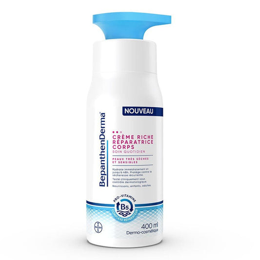 Bepanthen Derma Rich Repairing Body Cream Pump Bottle Very dry and sensitive skin 400ml (13.52fl oz) - FrenchBeautyHub
