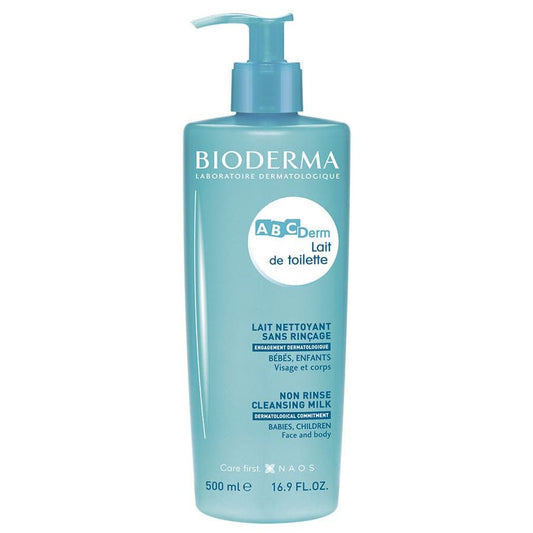 Bioderma ABCDerm Rinse - Free Cleansing Milk Face And Body 500ml (16.90 fl oz) - FrenchBeautyHub