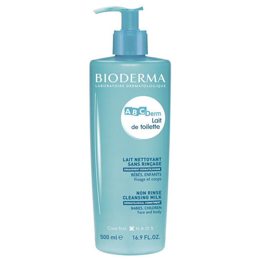 Bioderma Abcderm Rinse - free Cleansing Milk Face And Body Crème sans rinçage 500ml (16.91fl oz) - FrenchBeautyHub