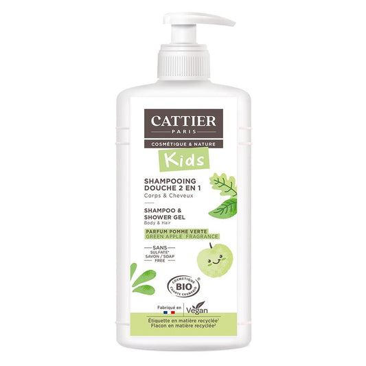 Cattier Cattier Shower Gel Detangling Shampoo 2 - in - 1 Green Apple Fragrance 500ml - FrenchBeautyHub