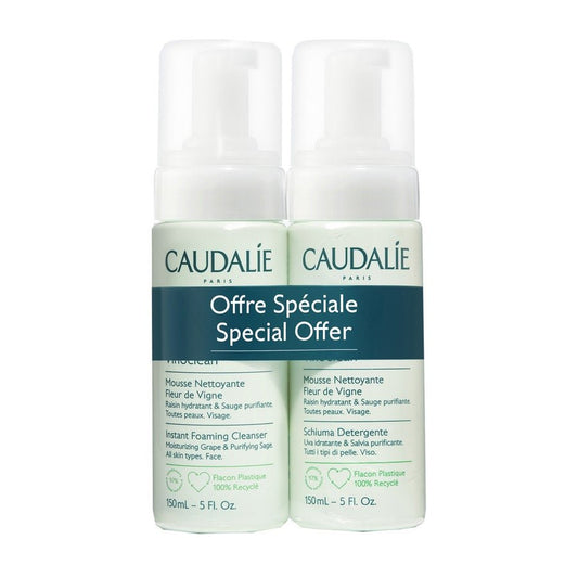 Caudalie Vinoclean Instant Cleansing Foam Face 150ml x2 (5.07fl oz x2) - FrenchBeautyHub