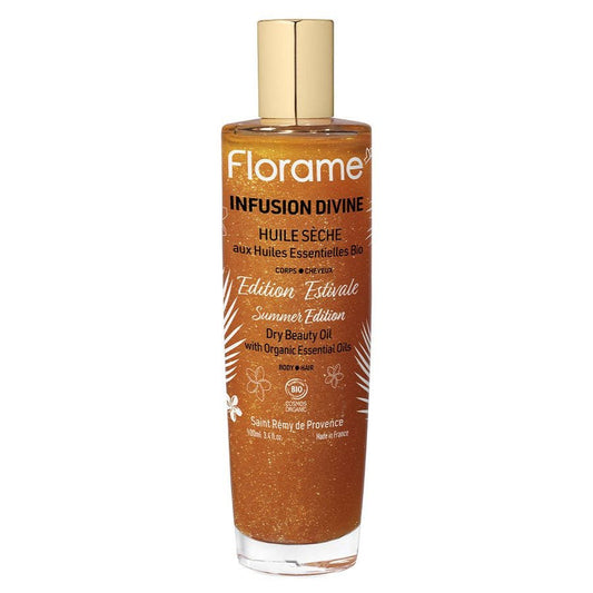 Florame Infusion Divine Dry Beauty Oil 100ml (3.38 fl oz) Summer Edition with Organic Essential Oils - FrenchBeautyHub