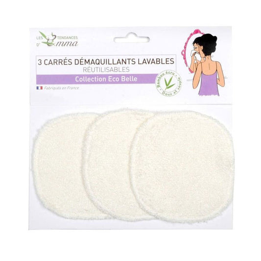 Les Tendances D'Emma Eco Belle Washable Cleansing Pads Organic Bamboo x3 - FrenchBeautyHub