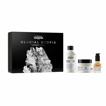L'Oréal Professionnel Metal Detox Glacial Utopia Giftboxes with Anti - Metal Cleansing Cream, Protective Masks, and Oil - FrenchBeautyHub