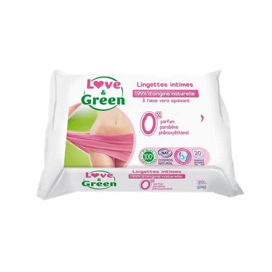 Love&Green Intimate Cleansing Soothing Wipes apaisantes x20 - FrenchBeautyHub