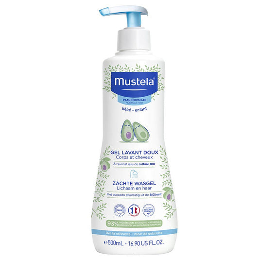 Mustela Gentle Cleansing Body & Hair Gel for Babies Peaux Normales 500ml (16.91fl oz) - FrenchBeautyHub