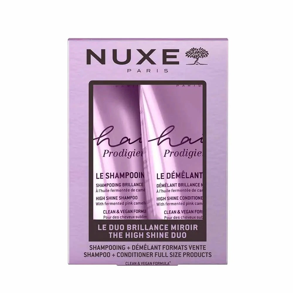 Nuxe Hair Prodigieux Mirror Shine Shampoo + Shine Detangler 200ml + 200ml (6.76fl oz +6.76fl oz) - FrenchBeautyHub
