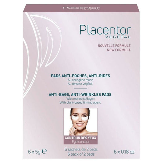 Placentor Vegetal Pads for Wrinkles and Puffiness with Marine Collagen 6 Sachets of 2 Pads - FrenchBeautyHub