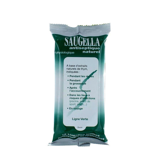 Saugella Antiseptic Natural Antiseptic 15 Intimate Wipes x15 - FrenchBeautyHub