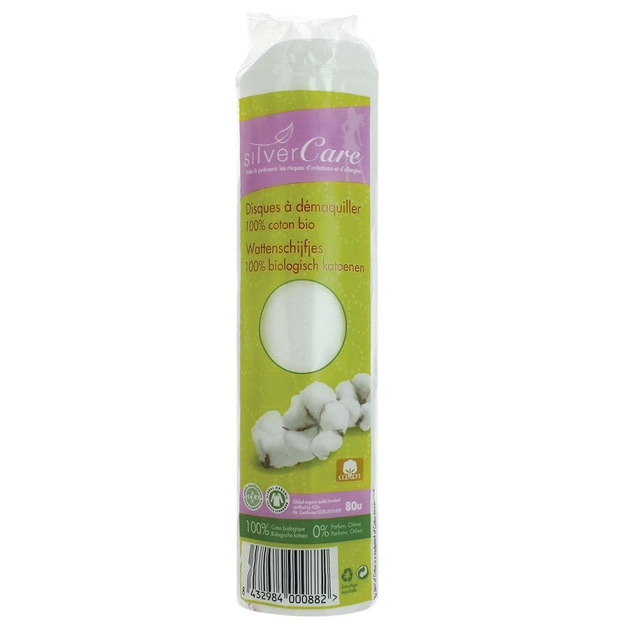 Silver Care Organic cotton make - up remover discs x80 - FrenchBeautyHub