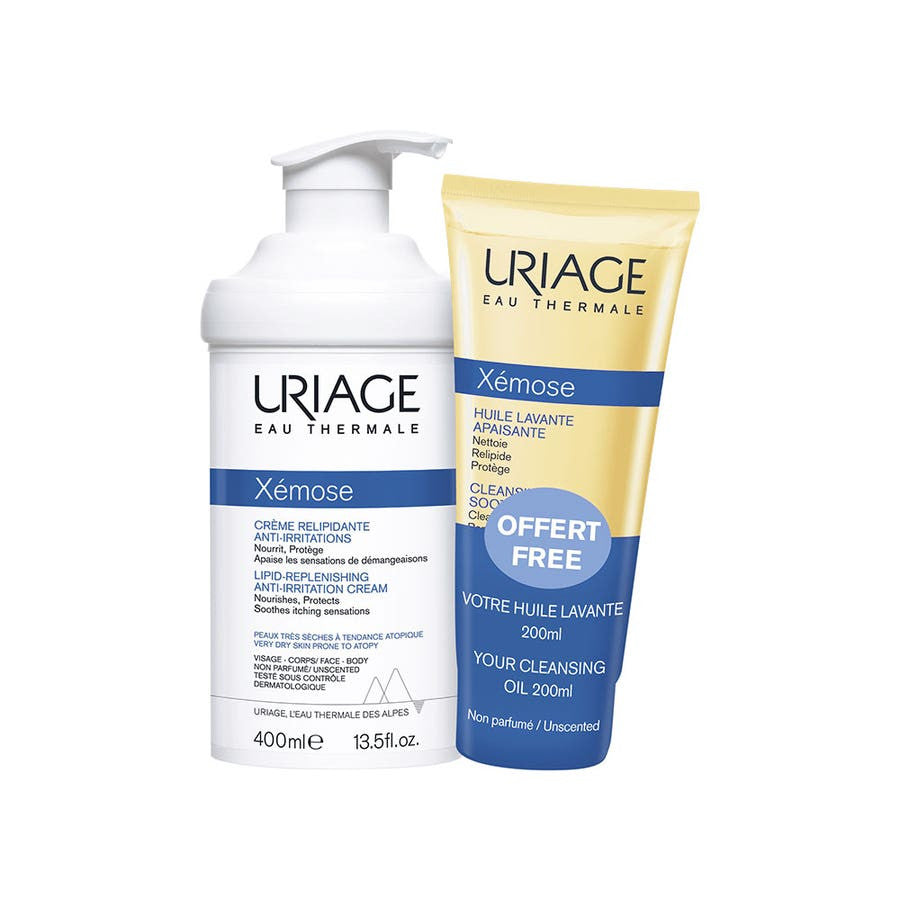 109813__87233.1721913271.1280.1280 Uriage Xemose Lipid Replenishing Cream + Free Cleansing Soothing Oil 400ml (13.52fl oz) - Image 1