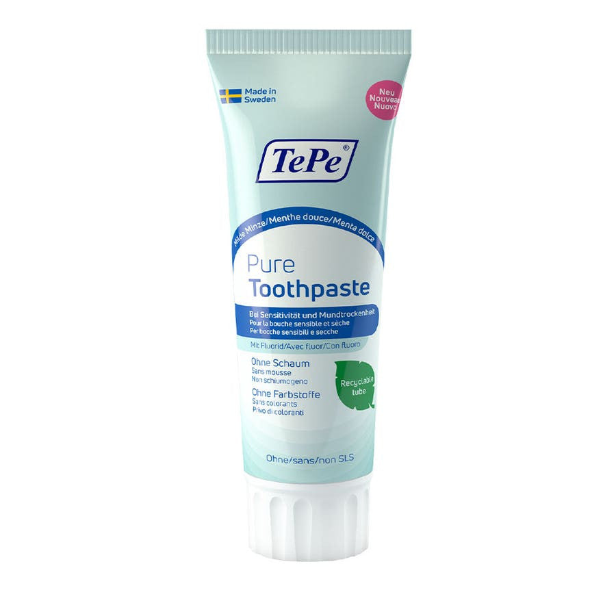 128737__57126.1721818860.1280.1280 Tepe Pure Toothpaste With Fluoride Sweet Mint Flavour 75ml (2.53fl oz) - Image 1