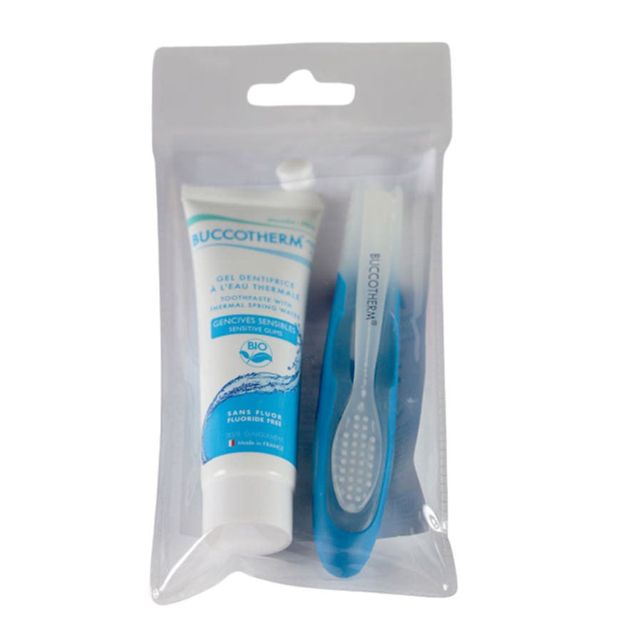 138724__28687.1721818821.1280.1280 Buccotherm Travel Kit 25ml with Bioes Sensitive Gums Gel and Foldable Soft Toothbrush - Image 1