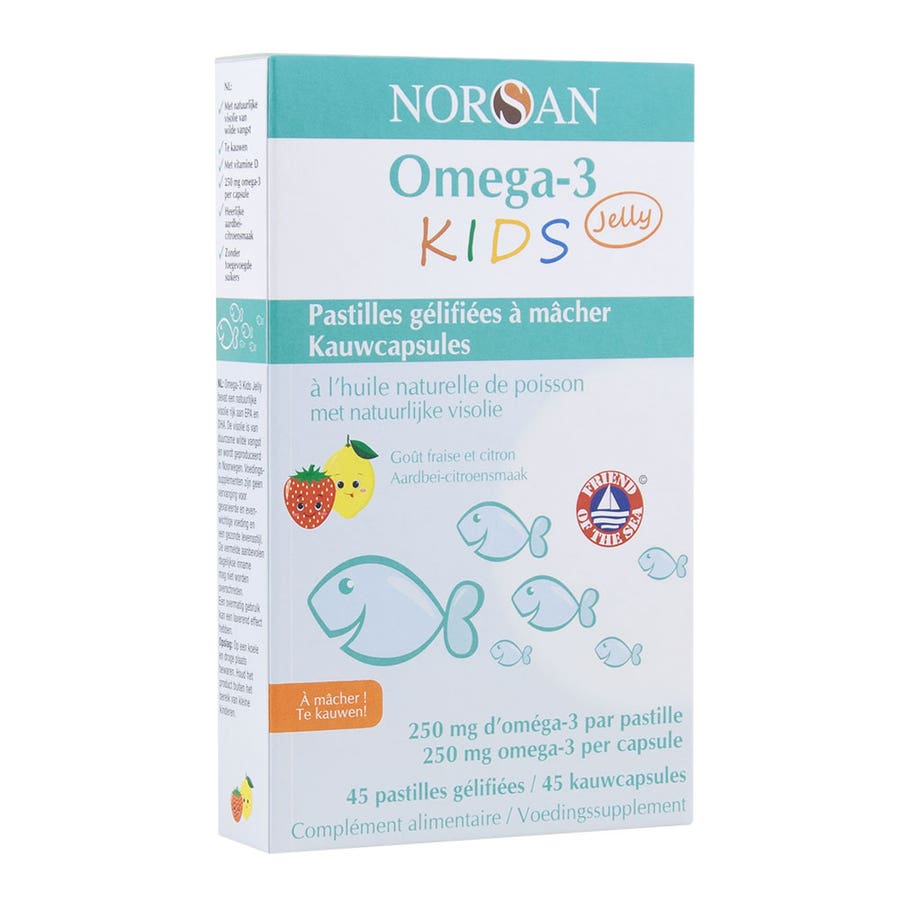 Norsan Strawberry lemon omega 3 kids jelly chewy jellies 45 lozenges