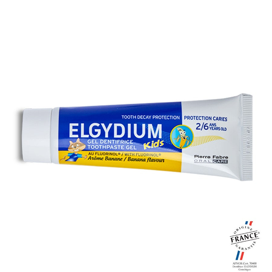 61368__82758.1721818871.1280.1280 Elgydium Kids Fluorinol Banana Flavored Toothpaste Gel 2-6 Years Old 50ml (1.69fl oz) - Image 1