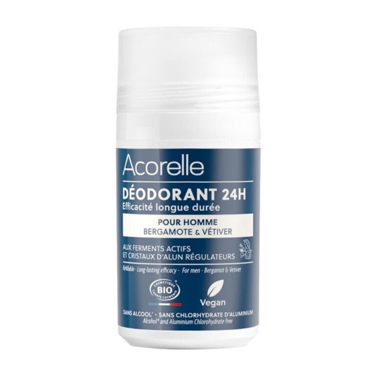 Acorelle 24h Deodorant Roll - On for Men Organic Certified 50ml (1.69fl oz) - FrenchBeautyHub