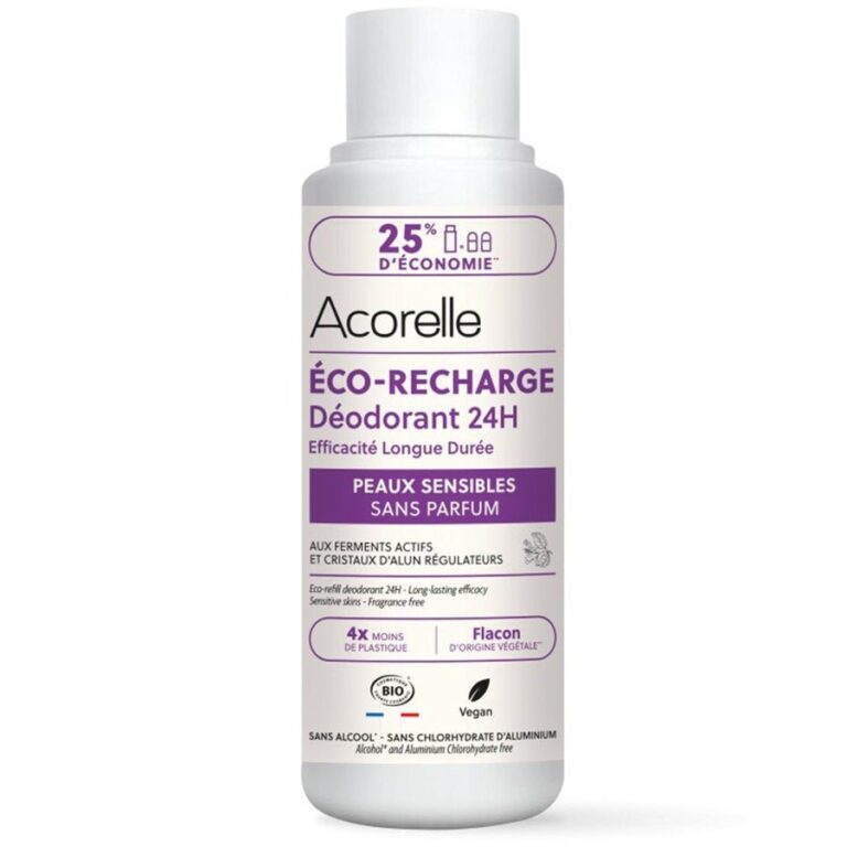 Acorelle Long - lasting efficiency 24 - hour roll - on deodorant refill Sensitive Skin 100ml (3.38fl oz) - FrenchBeautyHub