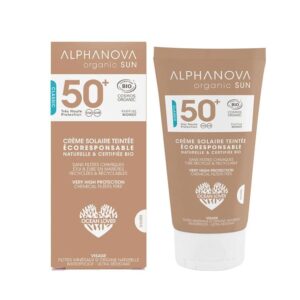 Alphanova Organic Sun Sun Tinted Cream Spf50+ Monoi fragrance 50g (1.76 oz) - FrenchBeautyHub