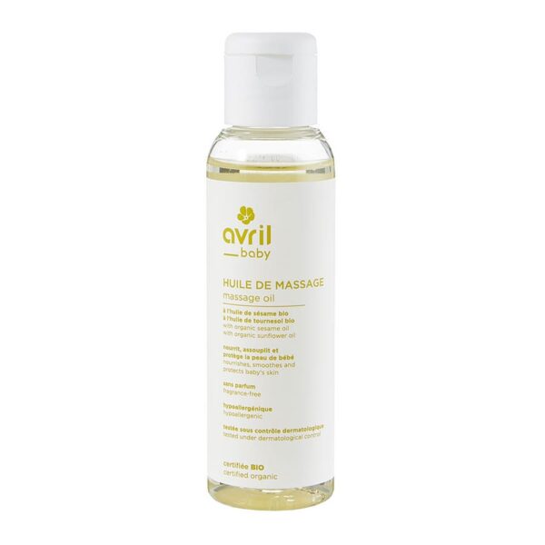 Avril Massage oil with sesame oil and organic sunflower oil Baby 100ml (3.38fl oz) - FrenchBeautyHub