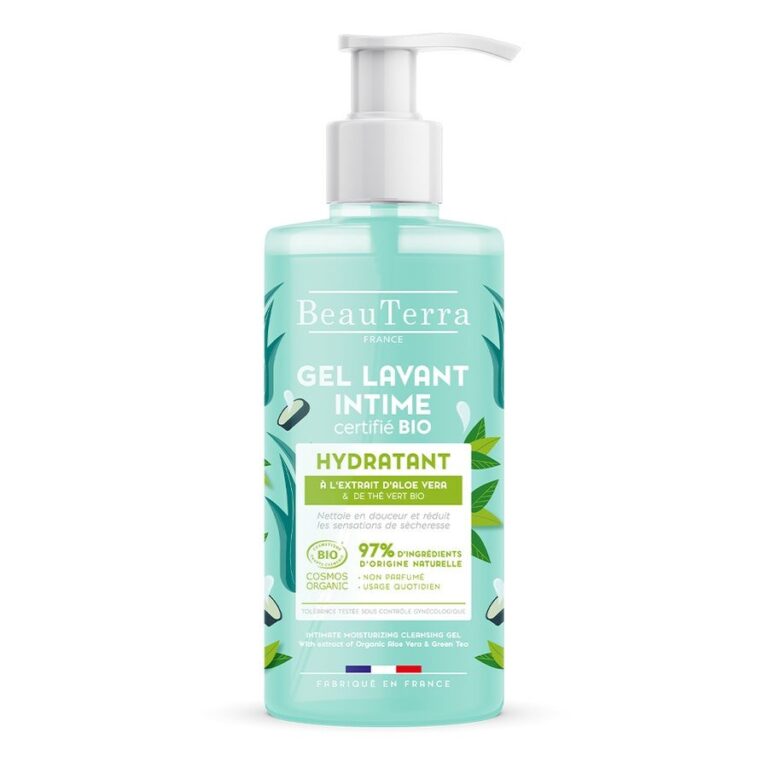 Beauterra Intima Cleansing Gel Hydrating Aloe Vera and Bioes Green Tea 500ml (16.91fl oz) - FrenchBeautyHub