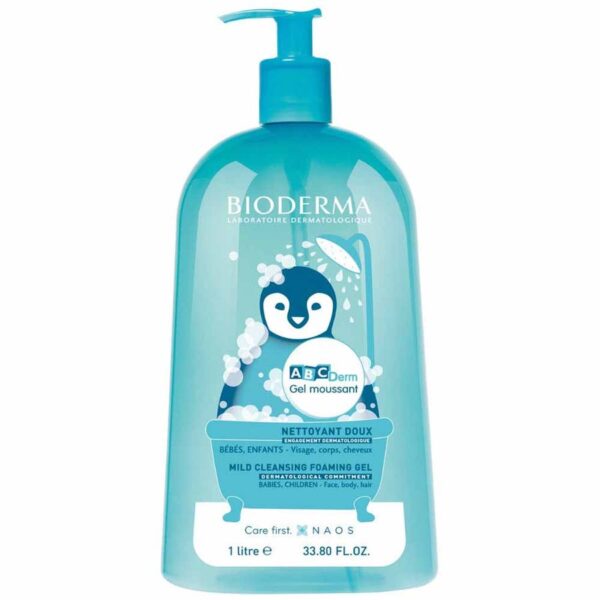 Bioderma Abcderm Gentle Cleansing Foaming Gel for Babies & Children Gel lavant doux 1L (33.81fl oz) - FrenchBeautyHub
