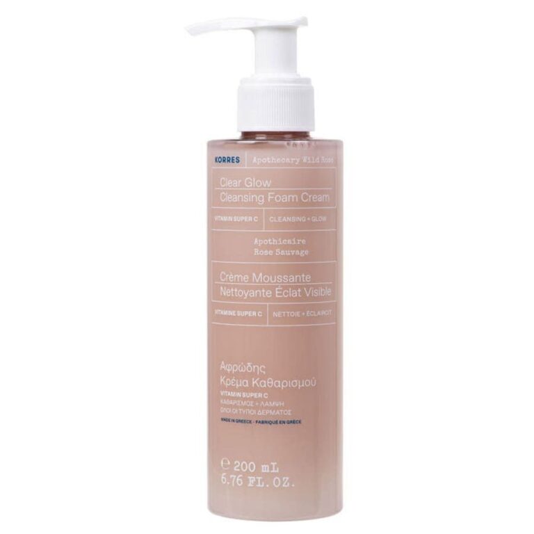 Korres Wild Rose Foaming Cleansing Cream for Face and Eyes 200ml (6.76fl oz) - FrenchBeautyHub