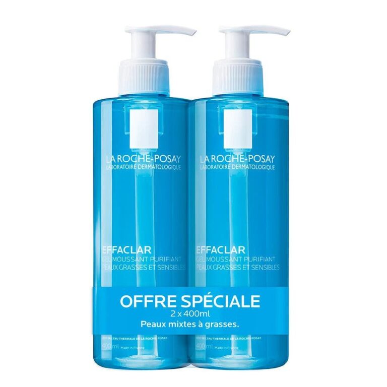 La Roche - Posay Effaclar Purifying Foaming Gel for Acne - Prone Oily Skin 400ml x2 (13.52fl oz x2) - FrenchBeautyHub