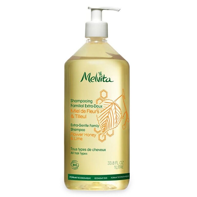 Melvita Extra - gentle Family Shampoo Flower Honey & Lime 1L (33.81fl oz) - FrenchBeautyHub