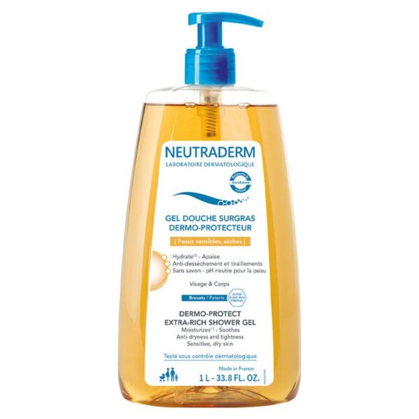 Neutraderm Extra Rich Shower Gel Dermo Protect Dry and Sensitive Skin 1L (33.81fl oz) - FrenchBeautyHub