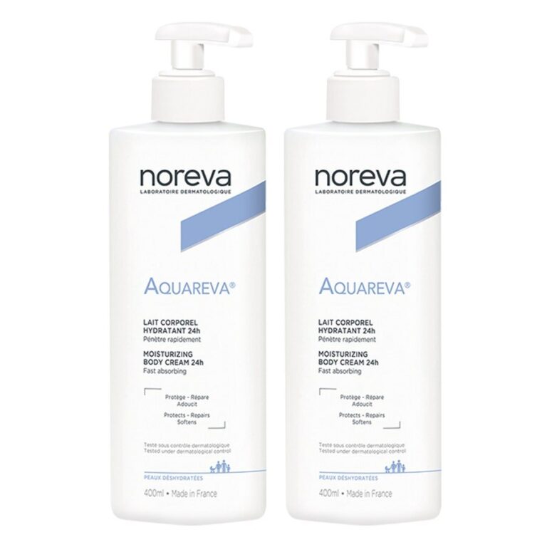 Noreva Aquareva 24 Hr Moisturizing Body Cream Dehydrated Skin 400ml x2 (13.53fl oz x2) - FrenchBeautyHub
