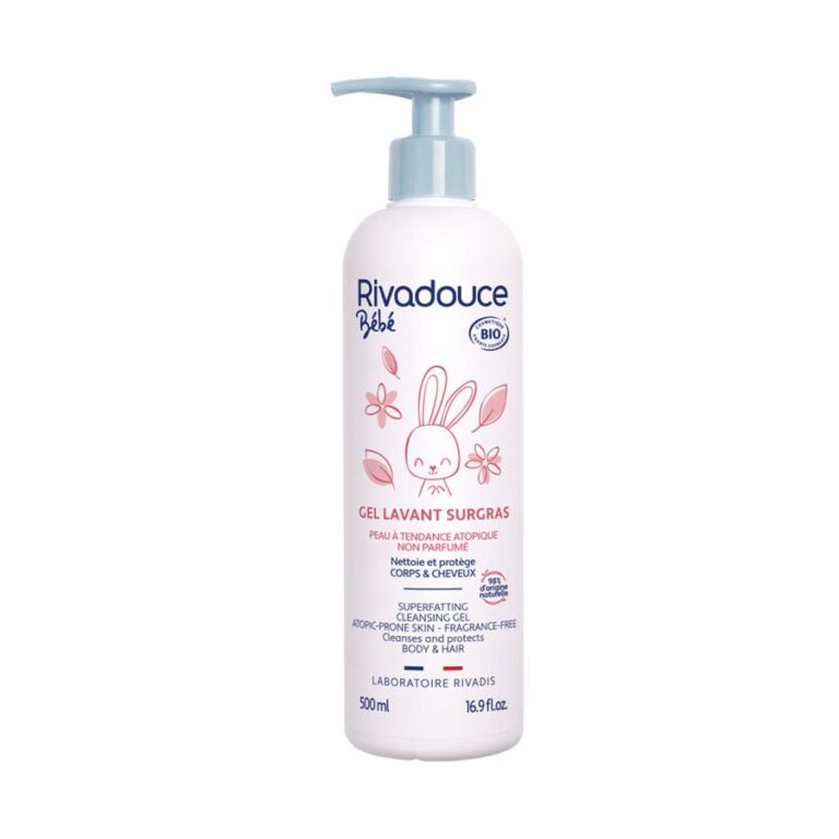 Rivadouce Baby Organic surgras cleansing gel without Perfumes Body & Hair 500ml (16.91fl oz) - FrenchBeautyHub