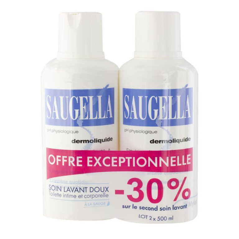 Saugella Dermoliquid Cleansing Emulsion 500ml x2 (16.91fl oz x2) - FrenchBeautyHub