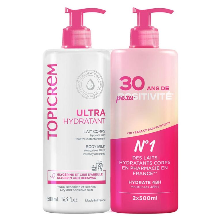 Topicrem Ultra - Hydrating Body Milk Dry sensitive skin 500ml x2 (16.91fl oz x2) - FrenchBeautyHub