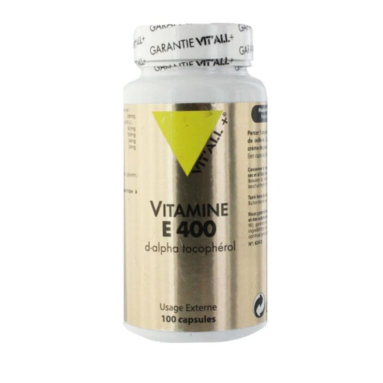 Vit'All+ Vitamin E 400 D - Alpha Tocopherol 100 Capsules for Skin Hydration - FrenchBeautyHub